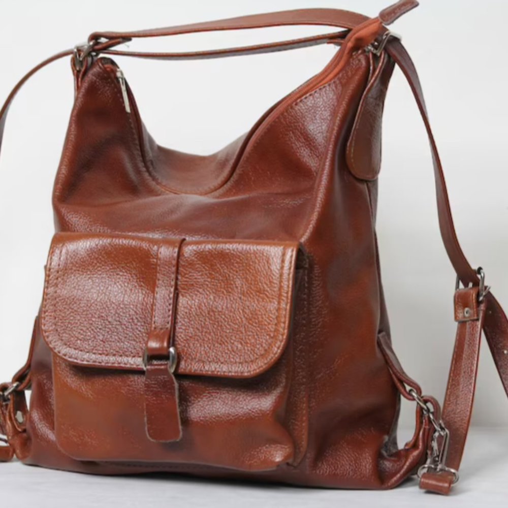 Convertible leather purse, backpack, handbag - NEW